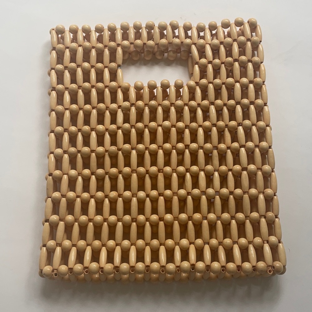 wooden beaded clutch